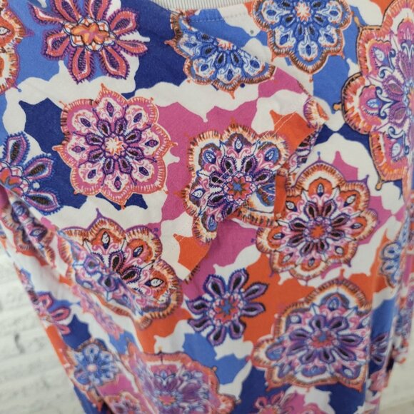 Ruby Rd Womens Top 2X Plus Tunic 3/4 Sleeve Pink Blue Geometric GEO206XE - Picture 5 of 9